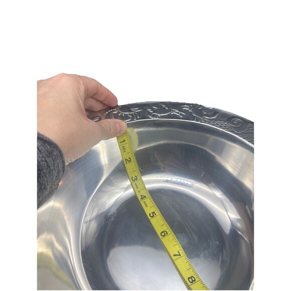 VTG Wilton Armetale Pewter CRAB SEA SHELL Trimmed Bowl 12 3/8" Serving Bowl - Picture 5 of 8